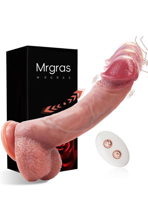 ديلدو متحرك بقوة دفع - 21 سم سيليكون واقعي بــ 3 سرعات و5 أنماط اهتزاز